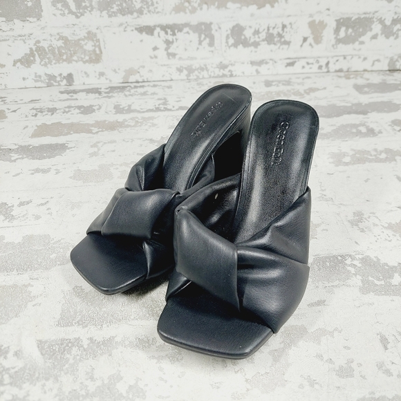 NEW Open Edit Saydee Black Block Heel Slip On Square Toe Sandals T70 - Picture 2 of 13